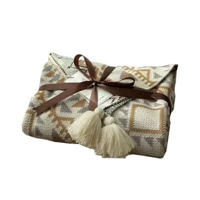 Nordic Style Sofa Blanket Ethnic Style Retro Tassel Knitted Blanket Air Conditioning Blanket Nap Blanket