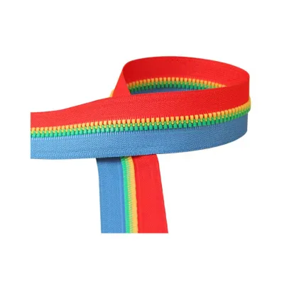 No.5 Long Chain Colored Tape rainbow Plastic Continuous Zipper Tape