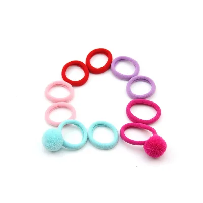 Wholesale High Quality Cute Plush Pompom Elastic Hair Ties for Kids Girls