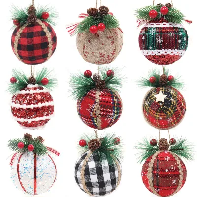 Manufacturer Hot-selling Cloth Ball 6cm8cm Christmas Tree Ornaments Grid Foam Ball Decorations
