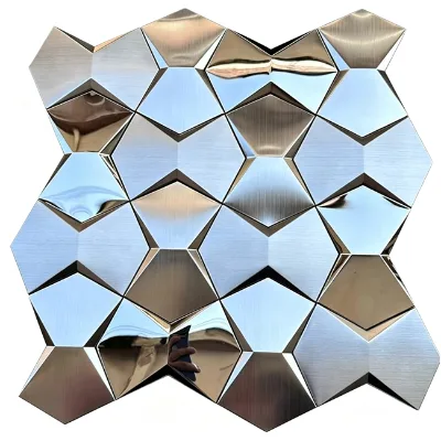 Hexagonal Hairline/Brushed Surface Stainless Steel Metal Mosaic Tile Gold Hexagon Mosaic for Bathroom Shower Wall