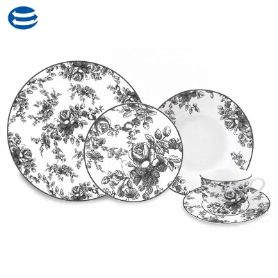 30pcs European Style Porcelain Dinnerware Set 6 Porcelain Tableware Plant Minimalist Hotel/Home Dinnerware Sets Food Contact