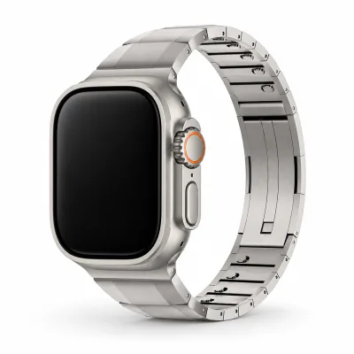 Curved Link Metal Watch Band with Quick Release Links Compatible with Apple Watch 10