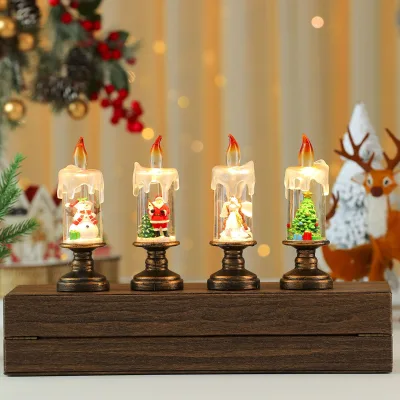New Cross-Border Battery Operated LED Plastic PVC Candle Lights Snowflake Lights Creative Christmas Gifts
