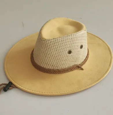 HT-2092 New Western Deerskin Velvet Men's Cowboy Hat Fashion Mixed Straw Hats Cowboy Hats for Men Adult