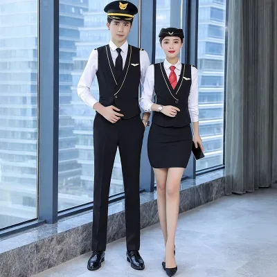 Unisex Railway Pilot High Speed Rail Workwear Uniform for Hotel Restaurant Airlines College