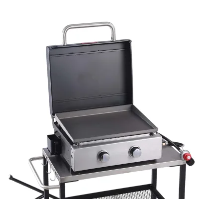 Gas Flat Top Griddle Pan Outdoor Cookware Stainless Steel Cooking Plate for Camping Picnic BBQ and Outdoor Kitchen Use