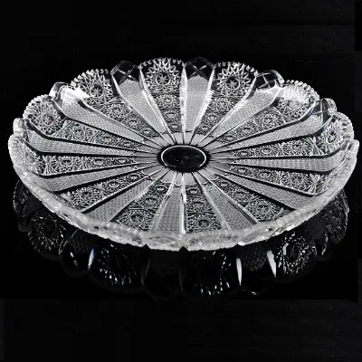Fashionable Lead-free Glass Round Dessert Plates for Cake Pastry Fruit Serving