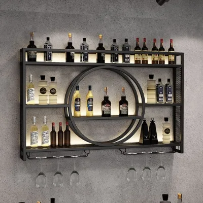Iron bar Wine Rack Wall Display Cabinet Restaurant Storage Rack Wall Mounted Modern Wine Rack