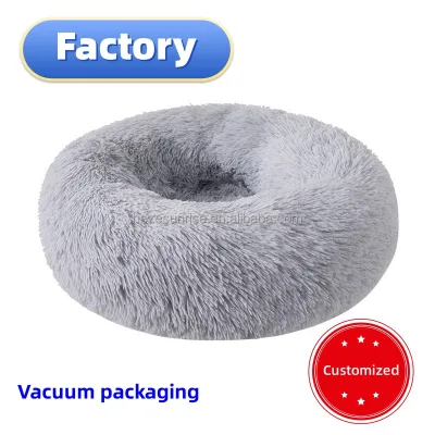 Soft Skin-friendly Round Pet Bed Thickened Anti-scratch  Inner Layer Non-slip Base Design