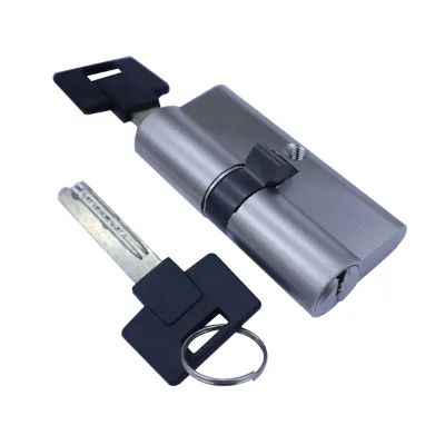 Mount Euro Double Keyed Nickel Plated Cylindrical Door Lock Cylinder 66mm 5-pin Brass with 3 Keys 70mm Backset