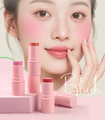 Create Your Own Logo Cruelty Free Brush Cream Powder Blush Stick 3 in 1 Blush and Lip Makeup Stick Face Makeup