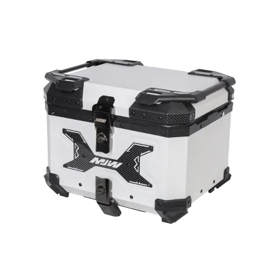 New Design 45L White Universal Fit Motorcycle Aluminum Alloy Trunk Top Box Motorcycle Helmet Box for Moped Motorbike