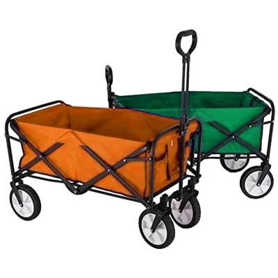 Four-Wheel Stainless Steel Folding Cargo Cart Trolley Industrial Outdoor Use Enclosed Structure Beach Platform Wagon