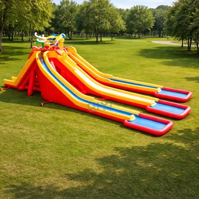 Big Water Slide Inflatable Water Slide Combo Dragon Themed Three Slide Giant Inflatable Water Slide for Adult