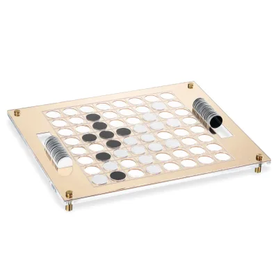 Custom Gold Mirror Acrylic Reversi Board Game Set | Lucite Luxury Othello Table Game With Black White Discs