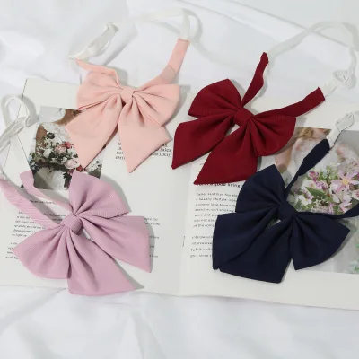 Ready to Ship Korean Black Bow Tie Birthday Women's Casual Blouses Festival and Gifts Bow Jk for Girls Graduation Uniform Shirt