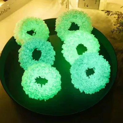 Women Creative Winter Glowing Plush Hair Scrunchies for Party Concert Ponytail Holder Decoration
