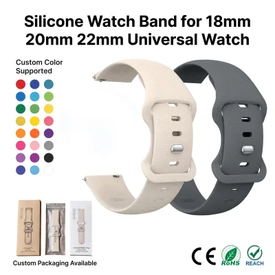 Custom Pebble Grain Butterfly Clasp Silicone Band 18mm 20mm 22mm Universal Comfort Sport Strap Women Men's Silicone Watch Strap