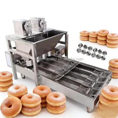 Commercial Multi-flower Shape Automatic Feeding Donut Electromechanical Dynamic Porty Fryer Forming Equipment