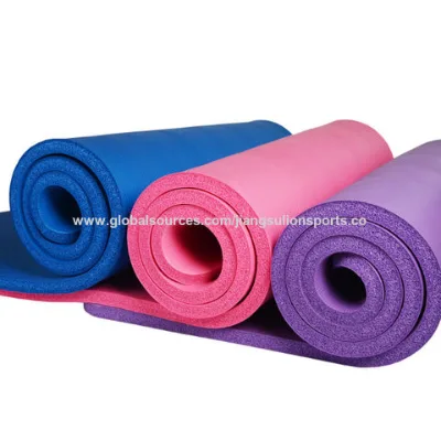 Large reversible nbr yoga mat with carry strap eco friendly non slip big nbr foam yoga mat
