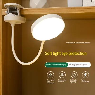 USB Rechargeable Contemporary Design Clip Desk Lamp Touch Control 3 Color Dimmable LED Reading Light study lamp for students