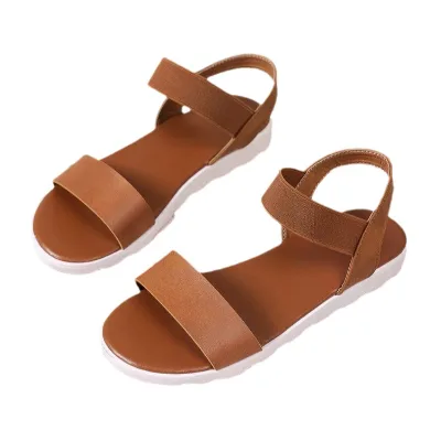 European and American Oversized Elastic Strap Ankle Sandals for Women in Southeast Asia New Flat Bottomed Beach Sandals