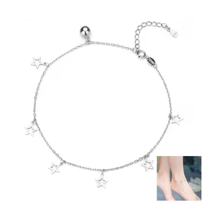 Star Pendant Anklet Foot Chain Summer Beach Leg Bracelet Charm Women Anklets Silver Star Charm Chain Anklet Dangling Stars