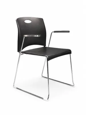 Modern Stackable Conference Chair with Armrests Chrome Sled Base for School Dormitory Study Room Classroom Meeting Training