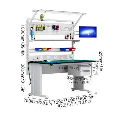 Versatile Modular ESD Anti-Static Height Adjustable Knock Workbench Cold Rolled Steel OEM Available for Warehouse Heavy Duty