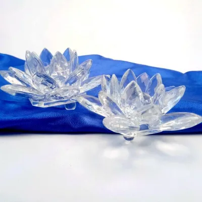 Honor of crystal Lotus flower Lotus Glass Clear Color Natural Wedding Decoration DIY Crystal Lotus Flower Crafts