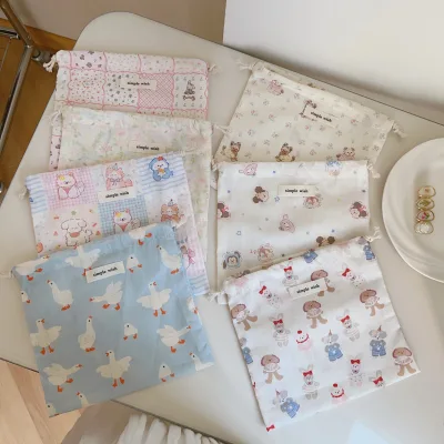 Wholesale Cotton Pouch Floral-patterned Modern Minimalist Portable Storage Bag for Jewelry Cosmetic Organization