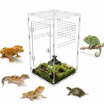 Acrylic Single-layer Desktop Pet Cage Clear Acrylic Modern for Glossy Lamination Detachable Terrarium Solid Reptile Enclosure