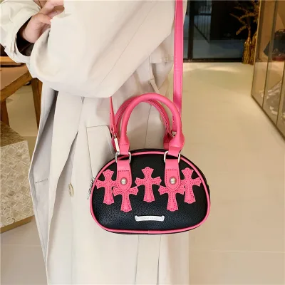 Women's Cross Crossbody Shoulder Bag 2026 New PU Embroidery Patchwork Contrasting Colors Versatile Messenger Trendy Handbag