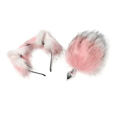 Plush Headbands Ear Fluffy Cosplay Set Sexy Toy Stuff Slavery Game BDSM Fetish Anal Tail Plug for Roleplay