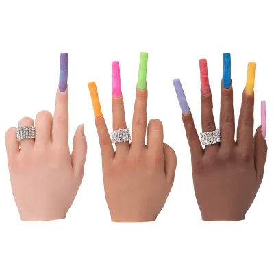 Wholesale 100% Silicone Makeup Practice Hand for Manicure Tools Left Rig Nail Hand Practice Nail Training Hand