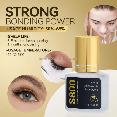 100% Original S800 Eyelash Glue Strong Bonding Power Lash Bond 1 Second Dry Lasting 5-7 Weeks Adhesive Design Your Logo