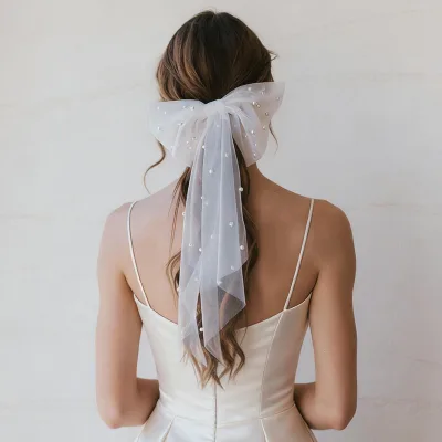 Wholesale Bridal Bridesmaid Bow Veil with Clip Wedding Bachelorette Party Decorations Bowknot Veils