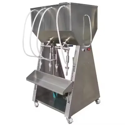 Twin valve filler; semi-automatic liquor filler; small liquor filler.