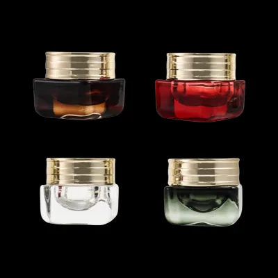 15g Square Glass Jar Plastic Cap for Eye Cream Face Cream Eco-friendly Recyclable Thick Bottom Multi-color Cosmetic Packaging