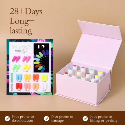 For Glow Gel Polish 18ml 12 Colors UV LED Cured Vegan Non-Toxic Eco-Friendly Shiny Glossy Finish Bottle Private Label