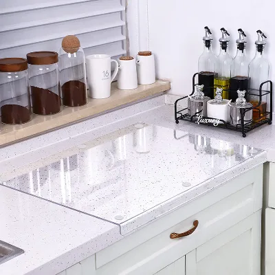 24In X 18In Countertop Transparent Acrylic Cutting Board Set of Nonslip Clear Cutting Boards for Kitchen Sink With Lip