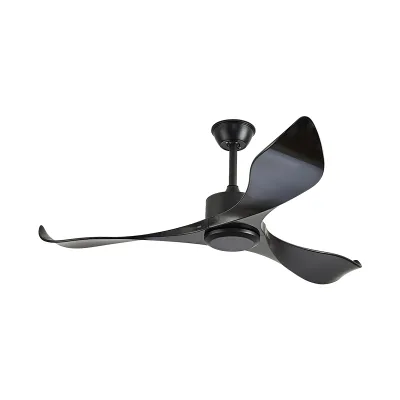 52 Inch Modern LED Lighting Remote Control Black Ceiling Fan 3 ABS Rubber Leaves High CRI 6000K Daylight Living Room 2-Year