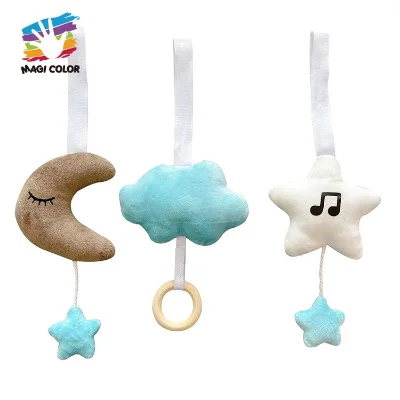3-Piece Wooden Crib Toy Set with Eco-Friendly Paint Soft Rattle & Hanging Gym Frame for Baby Play Ages 2-7 Years W08K395