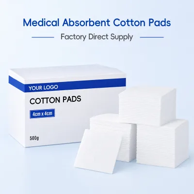 Custom Box Packed 4*4ccm Medical Cotton Pads Disposable Absorbent Medical Cotton Sheets OEM Available