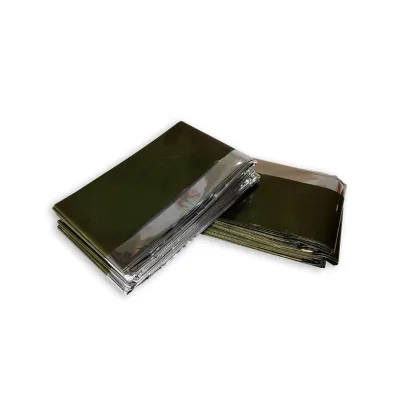 Emergency Rescue Survival Blanket for Outdoor Golden Army Green Aluminum Foil Emergency Blanket