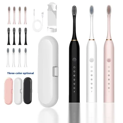 USB Charging LED Electric Toothbrush Portable & Waterproof IPX7 Universal Soft Brush Set for Adults & Children Cross-Border