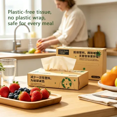 100% Bamboo Pulp Facial Tissue Soft Pack, Soft and Absorbent Tissue Paper