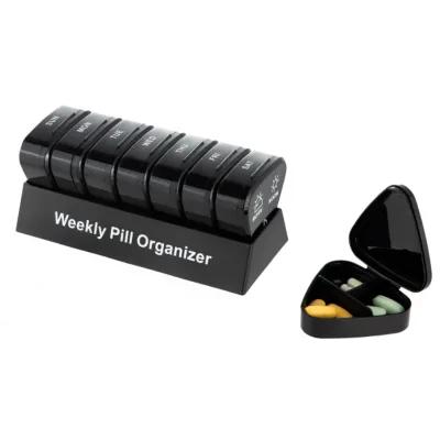 New Black 7 Days 21 Compartment Vitamin Pill Storage Pp Plastic Pill Box for Safe Pill Storage