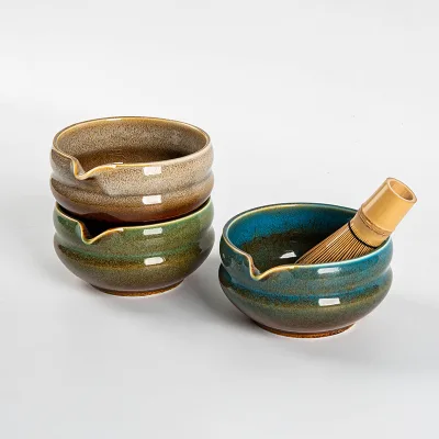 Yao Bian Japandi Design Durable Eco-Friendly Matcha Tea Bowl Ceramic Whisk Set Ashtray Household Wind-Resistant Stylish Tool